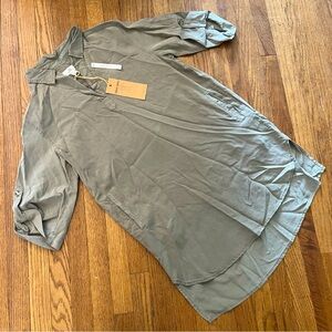 Thread & Supply Olive Green Tunic with Pockets Collar Size Small
